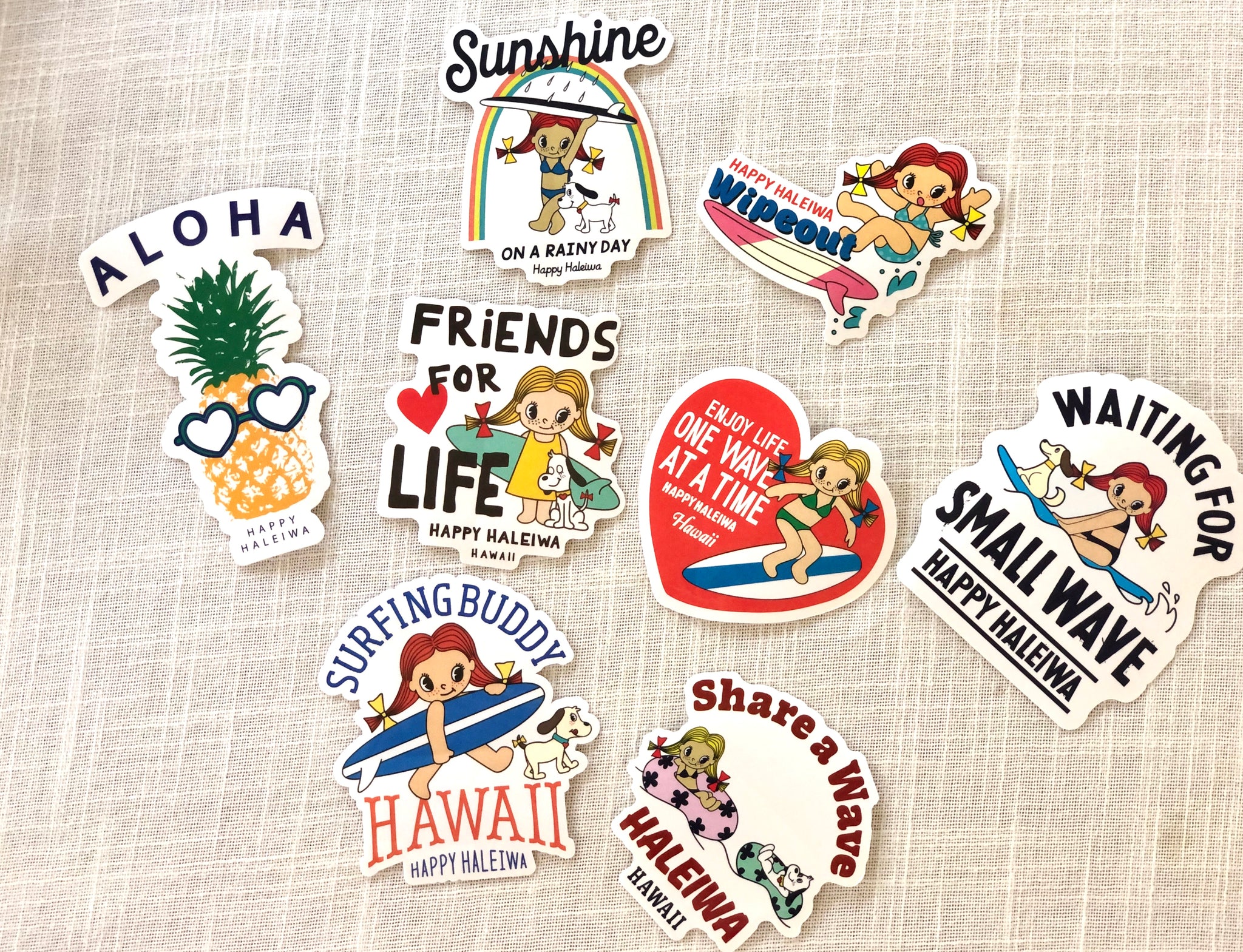 happy HALEIWA バッグ2点、ハンドタオル、アイロンシール2点セット happy HALEIWA バッグ2点、ハンドタオル、アイロンシール2点セット